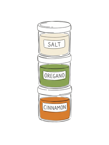 Doodle of stacked spice jars
